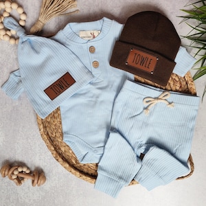 Baby Boy Outfit | Ribbed | Coming Home Outfit | Baby Boy Clothes | Newborn Going Home Outfit | Baby Girl | Personalized Name