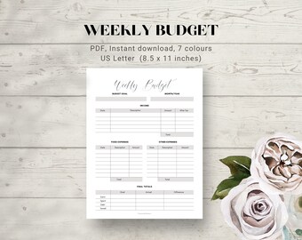 Printable Weekly Budget Sheet PDF - Etsy