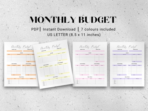 Monthly Budget Printable | Etsy