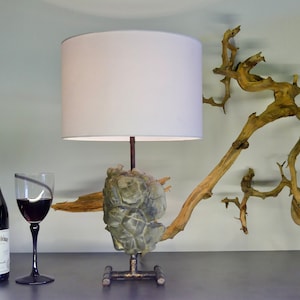 Vintage industrial style lamp with LED, Edison bulb made from turtle stone and copper pipe