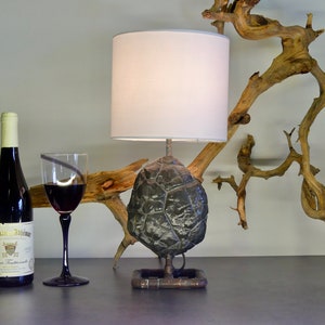 Vintage industrial style lamp with LED, Edison bulb made from turtle stone and copper pipe
