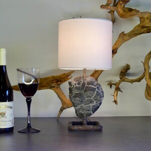Vintage industrial style lamp with LED, Edison bulb made from turtle stone and copper pipe