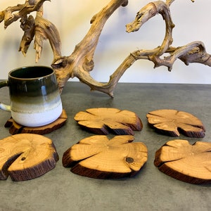 Rustic Live Edge Wooden Coasters Handmade From The Heartwood Of Oak
