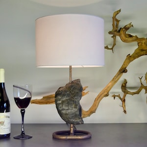 Vintage industrial style lamp with LED, Edison bulb made from turtle stone and copper pipe