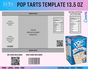 Pop Tarts Wrapper Template, Breakfast Tarts Toaster Pastry Template, Pop Tarts Template, Chip Bag Template, Blank Pop Tarts Wrapper, Label