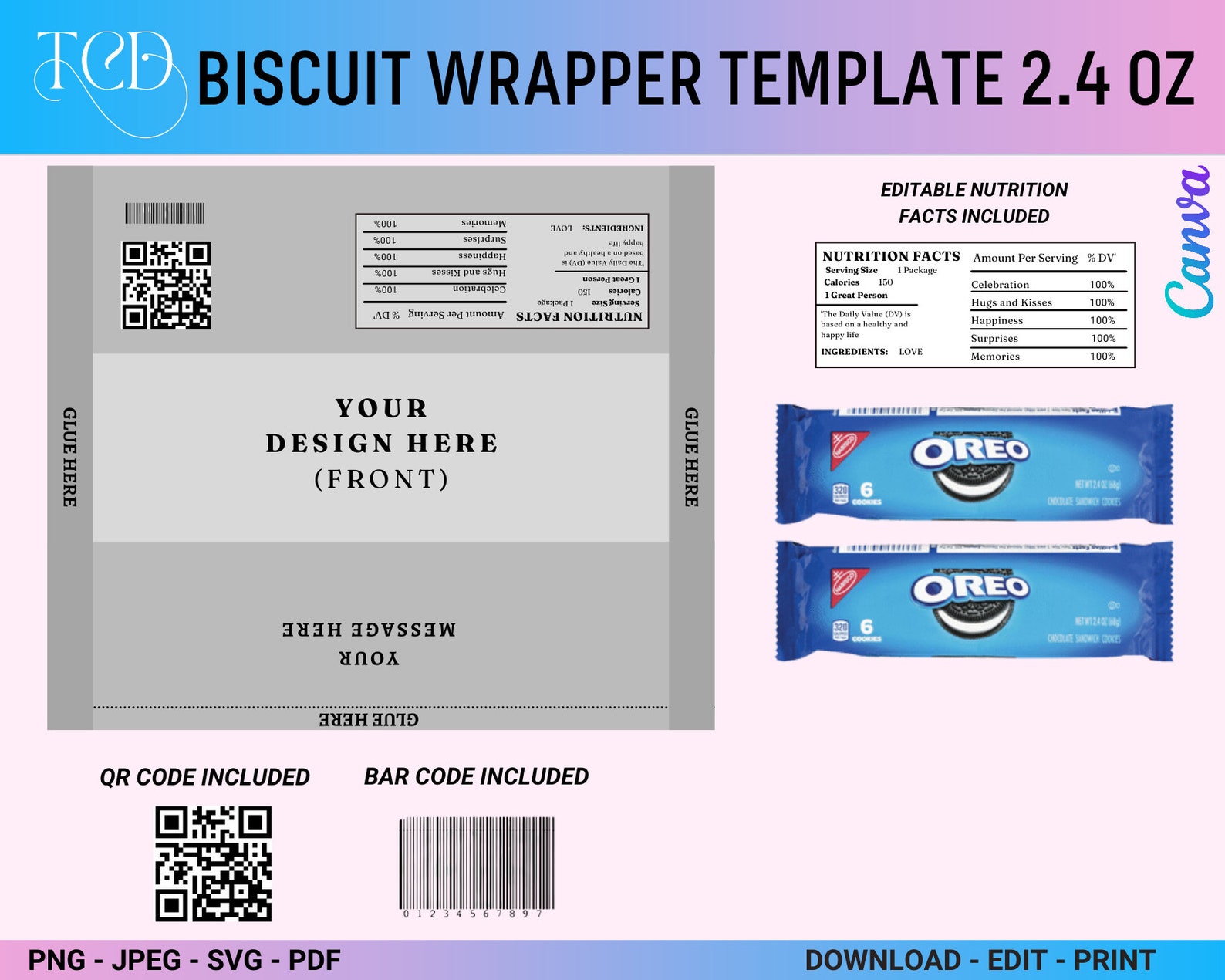 Oreo Wrapper Template Oreo Wrapper Template