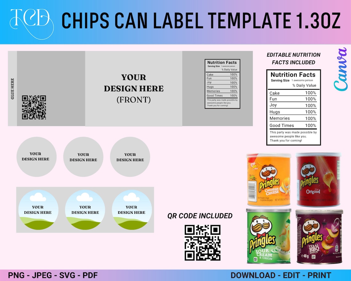 Pringles Can Label Template Pringles Label Template 1.3 Oz | Etsy Schweiz