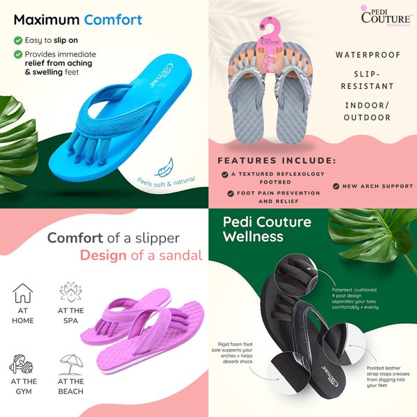 NEW Toe Separation Women's Sandals by Pedi Couture - Maximum Comfort - Arch Support - Lightweight- Never Smudge Your Pedicure Again