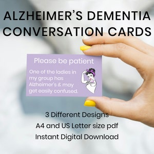 Tarjetas de conversación sobre la demencia de Alzheimer, Tarjeta complementaria de trastorno de la memoria, Tarjeta de concienciación sobre la demencia, Tarjeta de visita sobre la enfermedad de Alzheimer para repartir