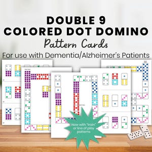 Colored Dot Domino Pattern Cards, Domino pattern trains, Matching Game, Dementia Brain Games, Alzheimers Games, Memory Care Fun image 1