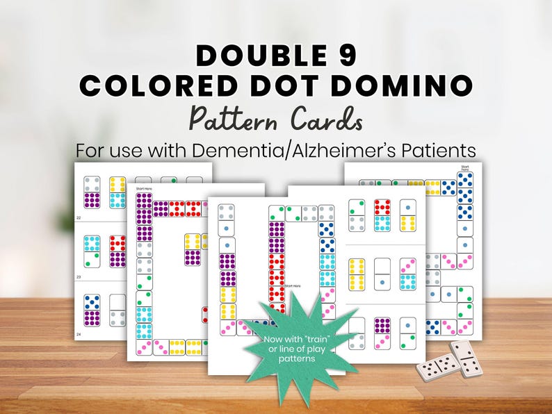 Colored Dot Domino Pattern Cards, Domino pattern trains, Matching Game, Dementia Brain Games, Alzheimers Games, Memory Care Fun image 1