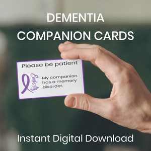Cartão de acompanhante para demência de Alzheimer, Meu acompanhante tem cartão de distúrbio de memória, Cartão de cortesia para acompanhante, Auxiliar de assistência para cuidador/amigo