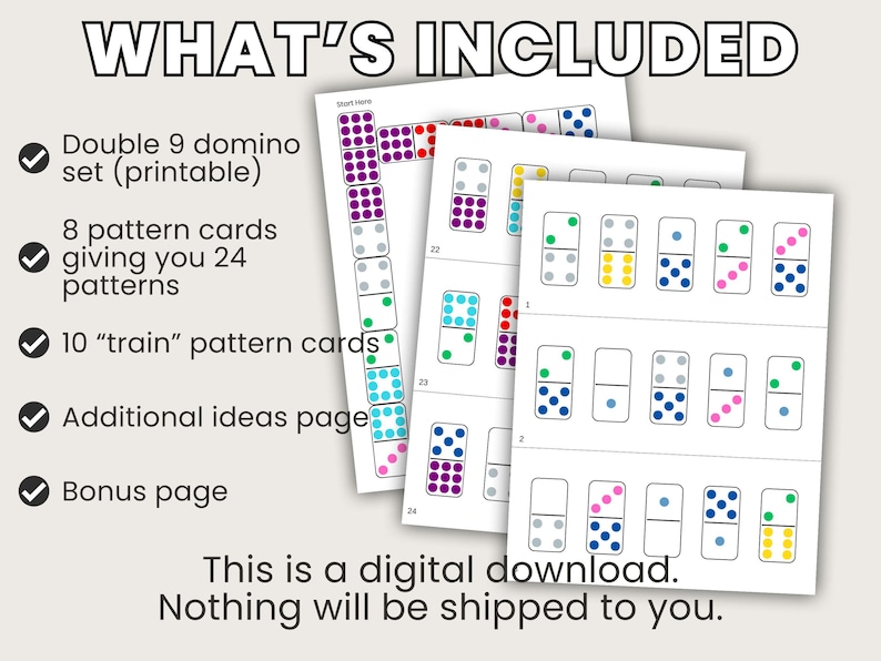 Colored Dot Domino Pattern Cards, Domino pattern trains, Matching Game, Dementia Brain Games, Alzheimers Games, Memory Care Fun image 2