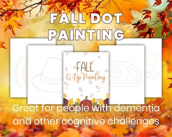 Fall Dot Painting Craft, Dip and Dot Painting Printable, Dementia Elderly Coloring Pages, Activities for Dementia, Alzheimer Art Fun
