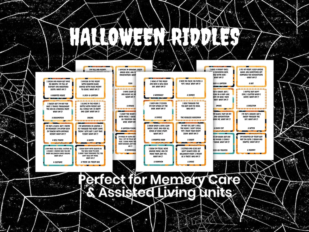Halloween Riddles, Memory Care Games, Adult Halloween Game, Dementia ...