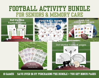 Football Themed Activities for Memory Care, Dementia Activity Printables, Alzheimers Worksheets for Adults, Memory Care Activities