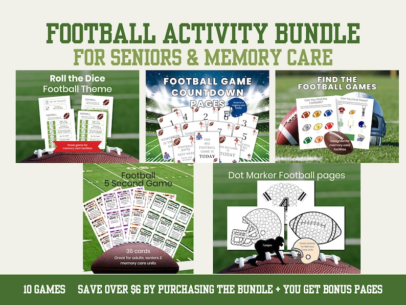 Football Themed Activities for Memory Care, Dementia Activity ...