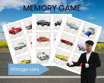Memory Game Vintage Car Matching Game Adult Brain Games for Seniors Dementia Memory Activity Alzheimer Memory Aid Senior Activity Director