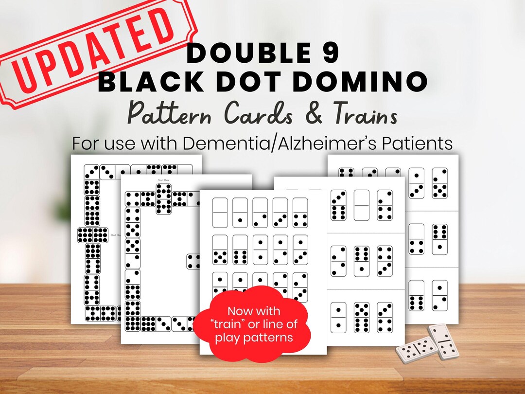 Domino Pattern Cards, Black Dot Domino Trains, Matching Game, Dementia ...