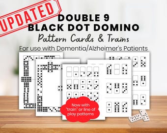 Domino Pattern Cards, Black Dot Domino trains, Matching Game, Dementia Brain Games, Alzheimers Games, Memory Care Fun
