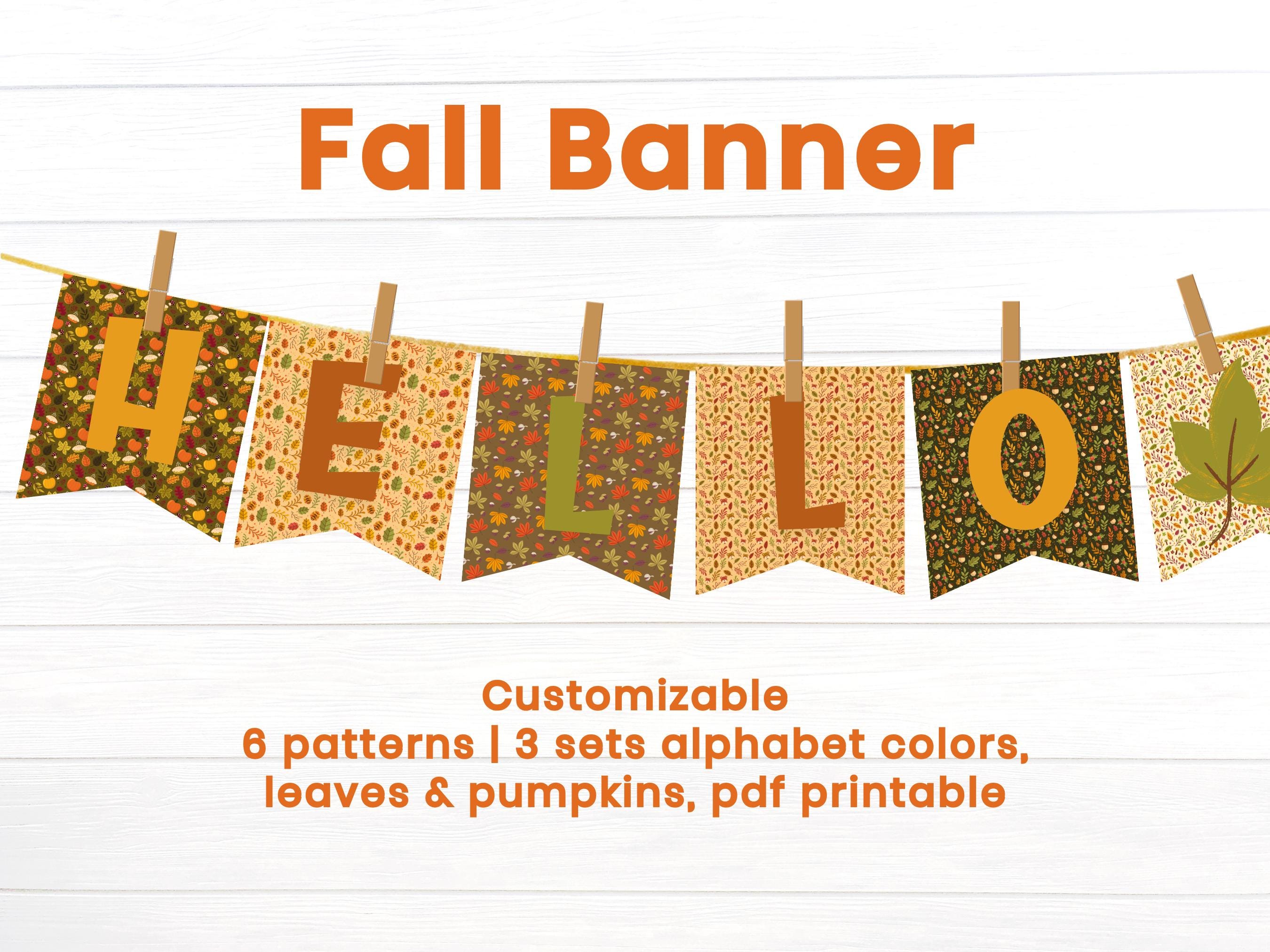 Fall Banner Customizable, Autumn Printable Banner, Thanksgiving Garland ...