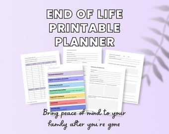 End of Life Planner, In Case I Die Planner, What If Binder, What To Do When I Die, End of Life Planner Printable