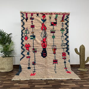 Azilal Moroccan Rug, Handwoven Berber Carpet, Colorful Geometric Design, Boho Chic Home Decor, Unique Wool Rug, Authentic Art