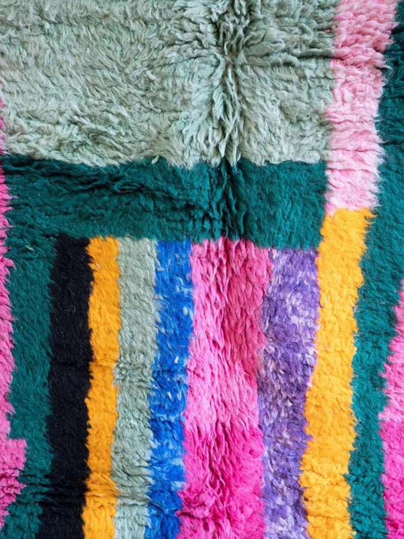 Custom Modern Bohemian Berber Colorful Boujaad Wool Rug Handmade
