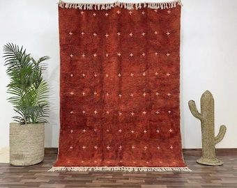 Hand-Knotted Terracotta Beni Ourain Rug | Moroccan Wool Berber Carpet
