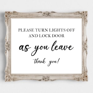 Please Turn Lights off & Lock Door Sign Download and Print