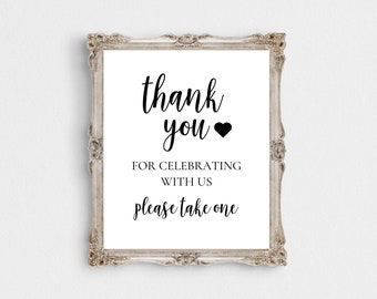 Thank You For Celebrating With Us Printable-8&quot;x 10&quot; Digital Download-5&quot;x 7&quot; Printable-Please Take One Favor Printable-Instant Download