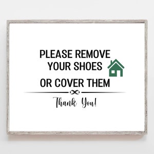 Please Remove Your Shoes Or Cover Them Printable-11&quot;x 8.5&#39; Download-Real Estate Printable-Digital Print-Remove Your Shoes