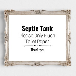 Fossa séptica, por favor, dê descarga somente com papel higiênico. Placa de banheiro para impressão e download. Download digital de banheiro de 10&quot; x 8. Vaso sanitário para impressão