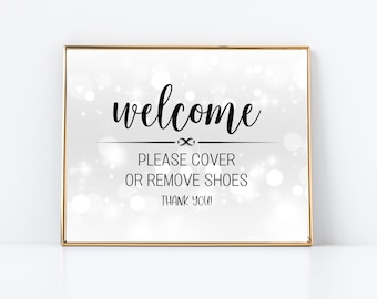 Please Cover Or Remove Shoes Printable-11&quot;x 8.5&quot; Download-Welcome Please Cover Or Remove Shoes Digital Download-Shoe Printable