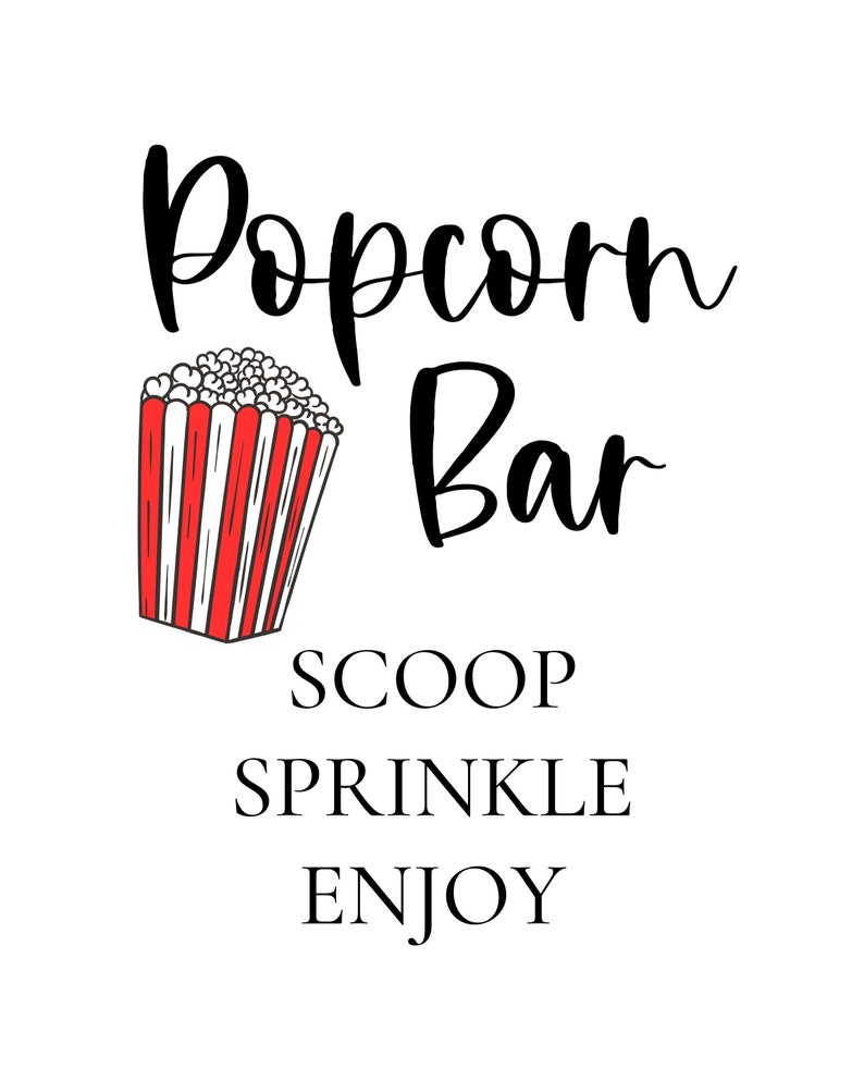 Popcorn Bar Printable8x 10 Downloadablepopcorn Bar Digital Download