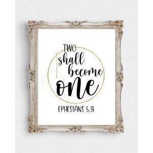 Two Shall Become One Printable Digital Download-11"x 14" Printable-Ephesians 5:31 Downloadable-Wedding Download