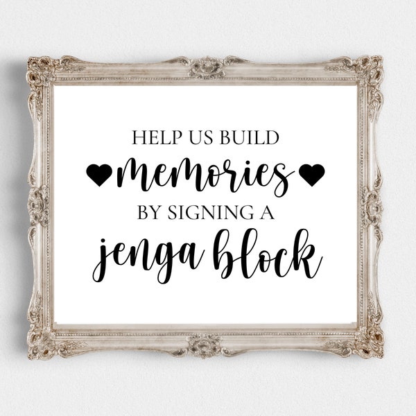 Help Us Build Memories By Signing A Jenga Block Downloadable-10"x 8" Jenga Block Printable-Digital Download-Wedding Jenga Printable