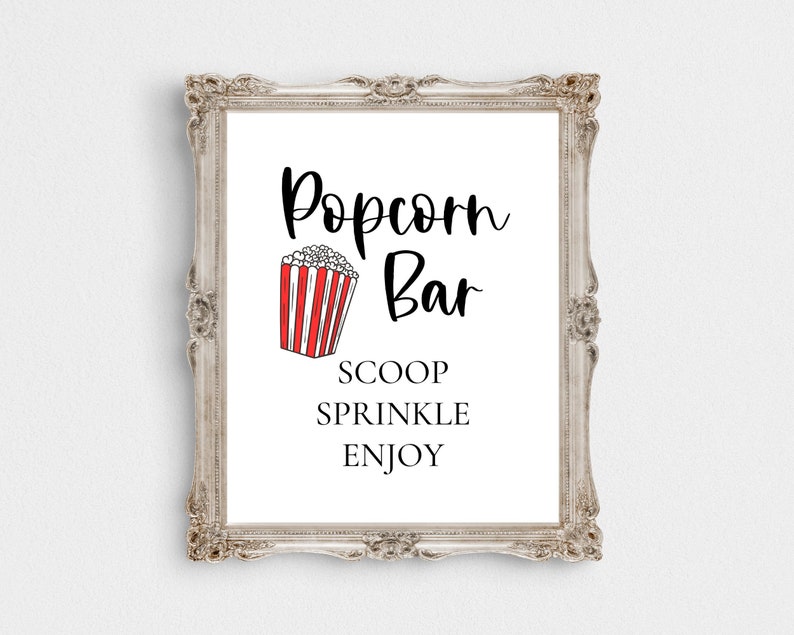 Cursive Popcorn Popcorn Bar Printable-8