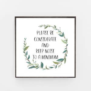 Bitte seien Sie rücksichtsvoll und halten Sie Lärm auf ein Minimum Printable Download-36 "x 36" Downloadable-Spa Printable-20 "x 20" Digital Download