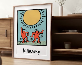Keith Haring Print Art, Printed Wall Art, Trendy Home Decor, Kitchen Wall Decor, Oversized Large Contemporary Modern Art, Pop Art, Vintage