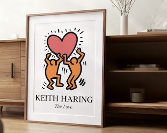 Keith Haring Print Art, Printed Wall Art, Trendy Home Decor, Kitchen Wall Decor, Oversized Large Contemporary Modern Art, Pop Art, Vintage