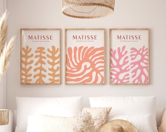 Matisse Print, 3 Piece Wall Art, Set of 3 Gallery Exhibition Poster, Above Bed Art Triptych Colorful Three Prints Bedroom Indie Room Decor