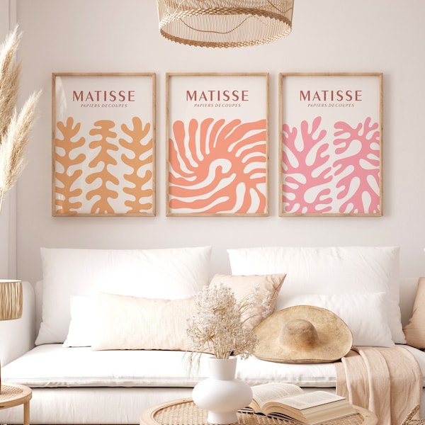 Matisse Print, 3 Piece Wall Art, Set of 3 Gallery Exhibition Poster, Above Bed Art Triptych Colorful Three Prints Bedroom Indie Room Decor