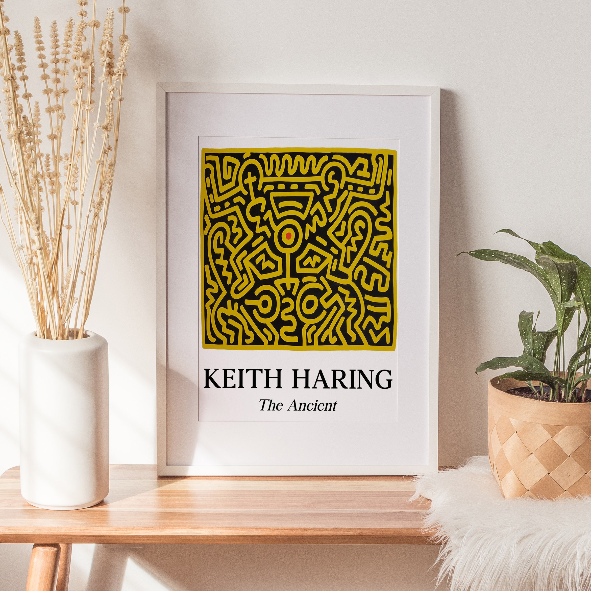 Yellow Keith Haring Print, Pop Art Poster, Modern Contemporary Wall ...
