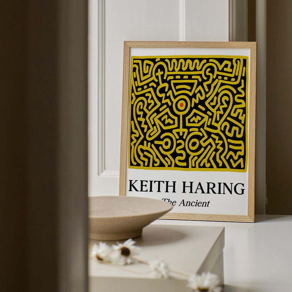 Yellow Keith Haring Print, Pop Art Poster, Modern Contemporary Wall ...