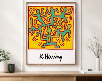 Keith Haring Poster Print, Pop Art Wall Art, Colorful Retro Poster, Maximalist Decor, Gallery Wall Art, Funky Room Decor, Dorm Art Print