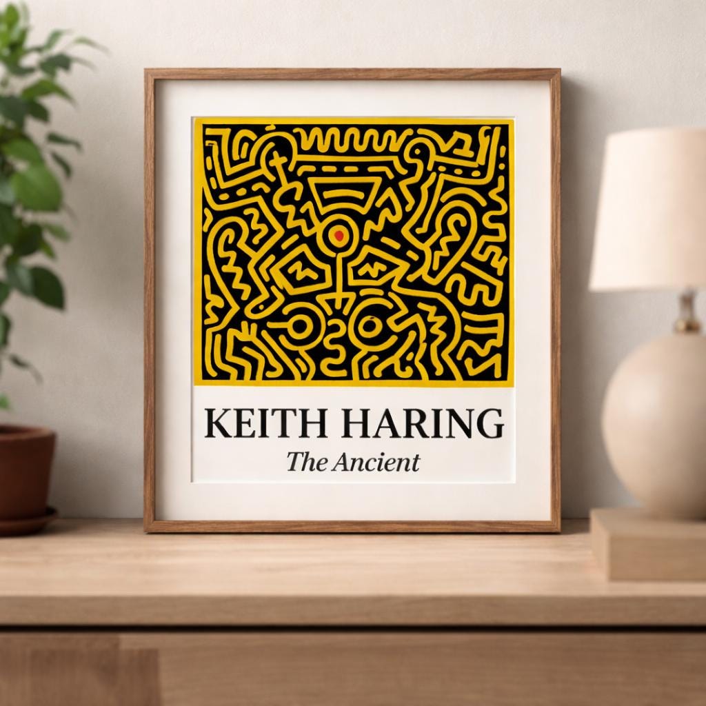 Yellow Keith Haring Print, Pop Art Poster, Modern Contemporary Wall ...