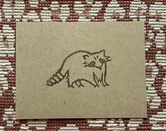 Raccoon - mini linocut print