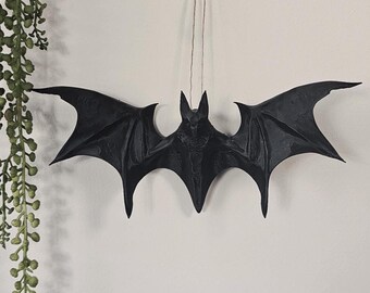 Hanging Vampire Bat Decor – Gothic Bat Wall Hanging, Flying Bat Sculpture, Dark Fantasy Home Decor, Witchy Wall Accent