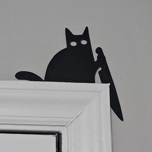 Zabawny nóż kot 3D drukowana rama drzwi dekoracja Halloween prezent dla gotyckiej ramy drzwi narożnych projekt halloweenowe nakładki na drzwi upiorny dom